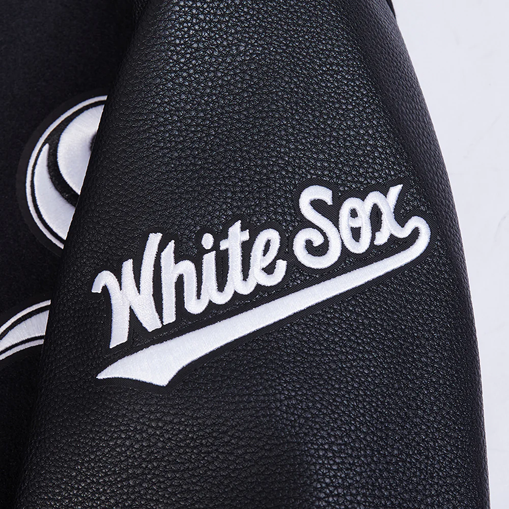 MLB CHICAGO WHITE SOX CITY ARCH MEN'S WOOL VARSITY JACKET (JET BLACK) - Image 7