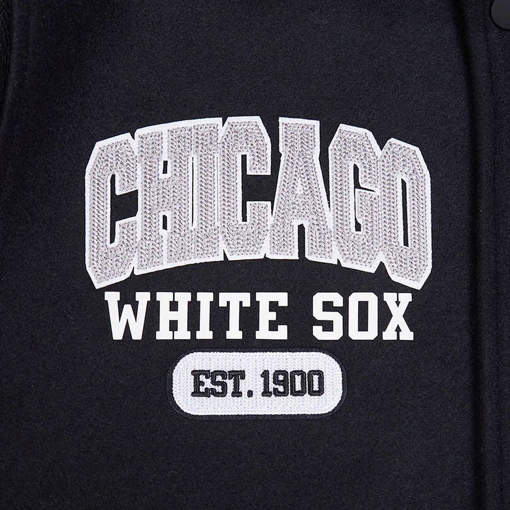 MLB CHICAGO WHITE SOX CITY ARCH MEN'S WOOL VARSITY JACKET (JET BLACK) - Image 8