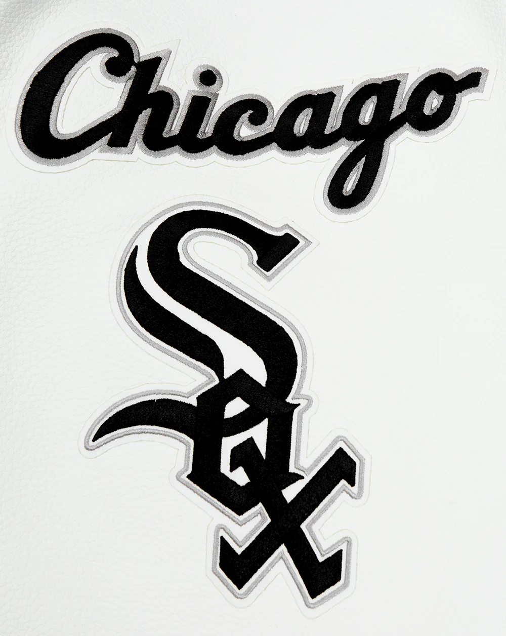 MLB CHICAGO WHITE SOX OLD ENGLISH MEN'S RIB WOOL VARSITY JACKET (HEATHER GREY/WHITE/BLACK) - Image 6