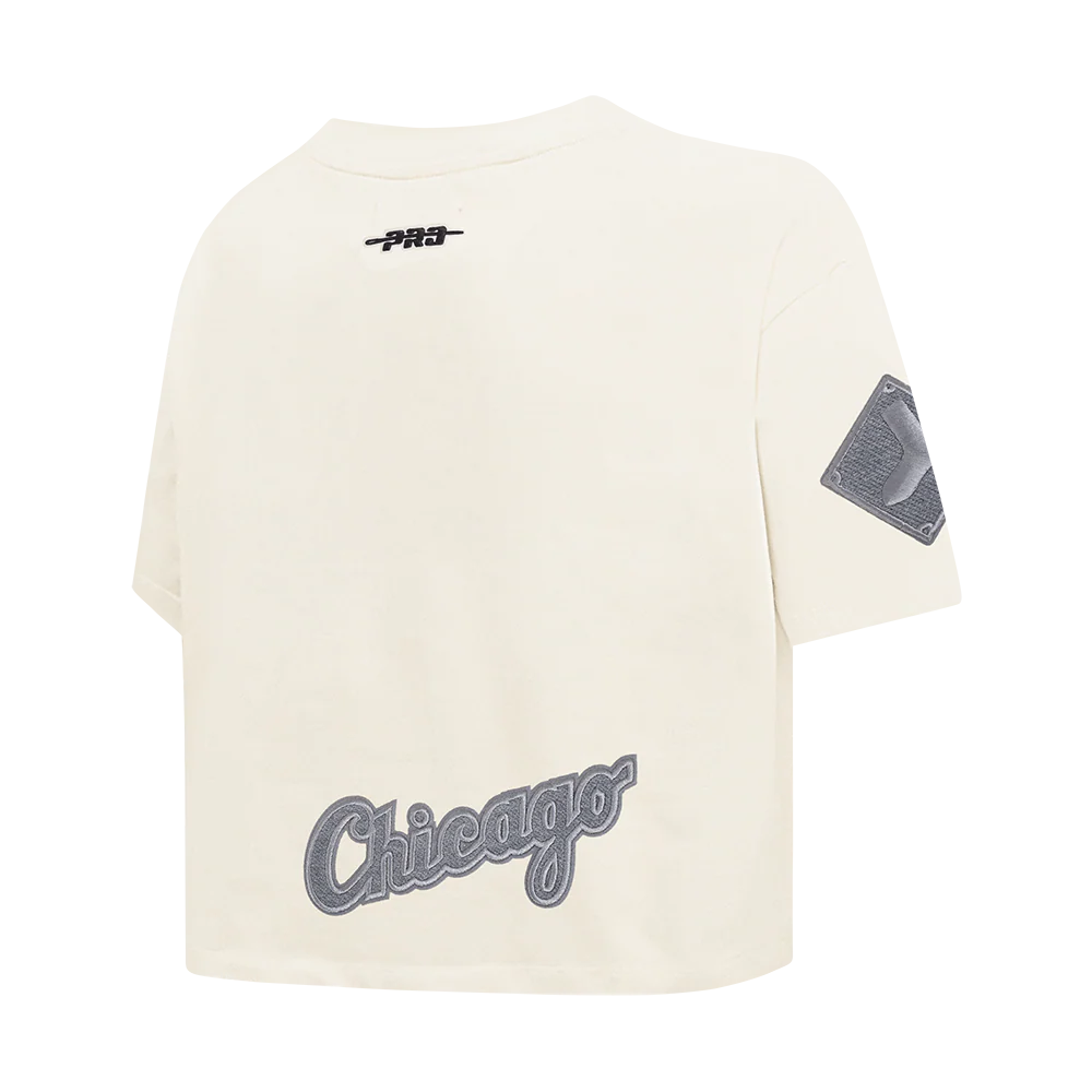 MLB CHICAGO WHITE SOX REVERSE FRENCH TERRY WOMEN'S SINGLE JERSEY BOXY TOP (EGGSHELL) - Image 8