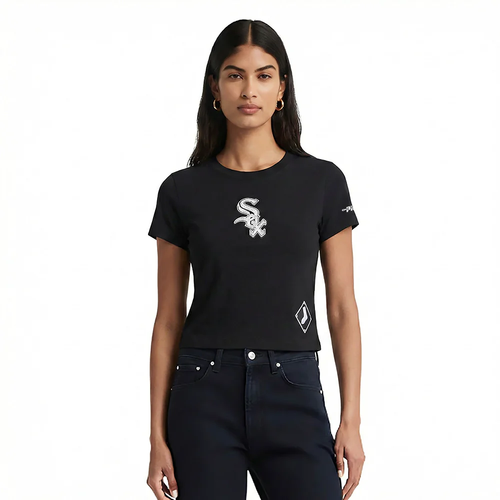 MLB CHICAGO WHITE SOX GAME DAY CLASSICS WOMEN'S SJ BABY DOLL TEE (BLACK)