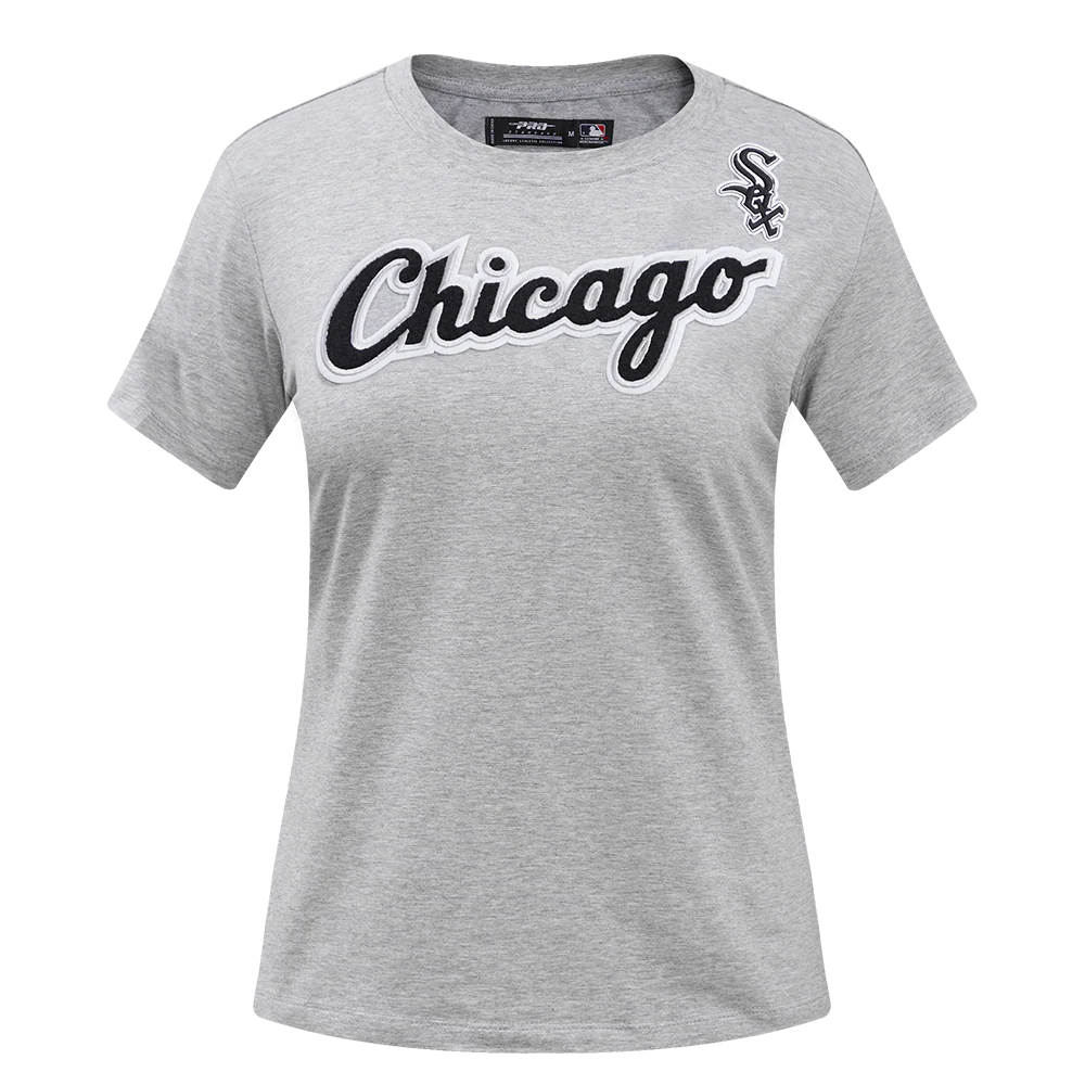 MLB CHICAGO WHITE SOX CLASSIC SHORT SLEEVE WOMEN'S SINGLE JERSEY SLIM FIT TOP (HEATHER GREY)