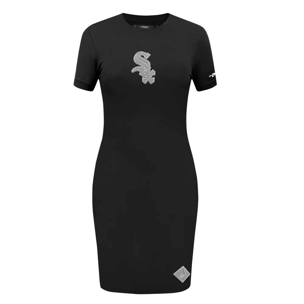 MLB CHICAGO WHITE SOX REVERSE FRENCH TERRY WOMEN'S BODYCON DRESS (BLACK) - Image 5