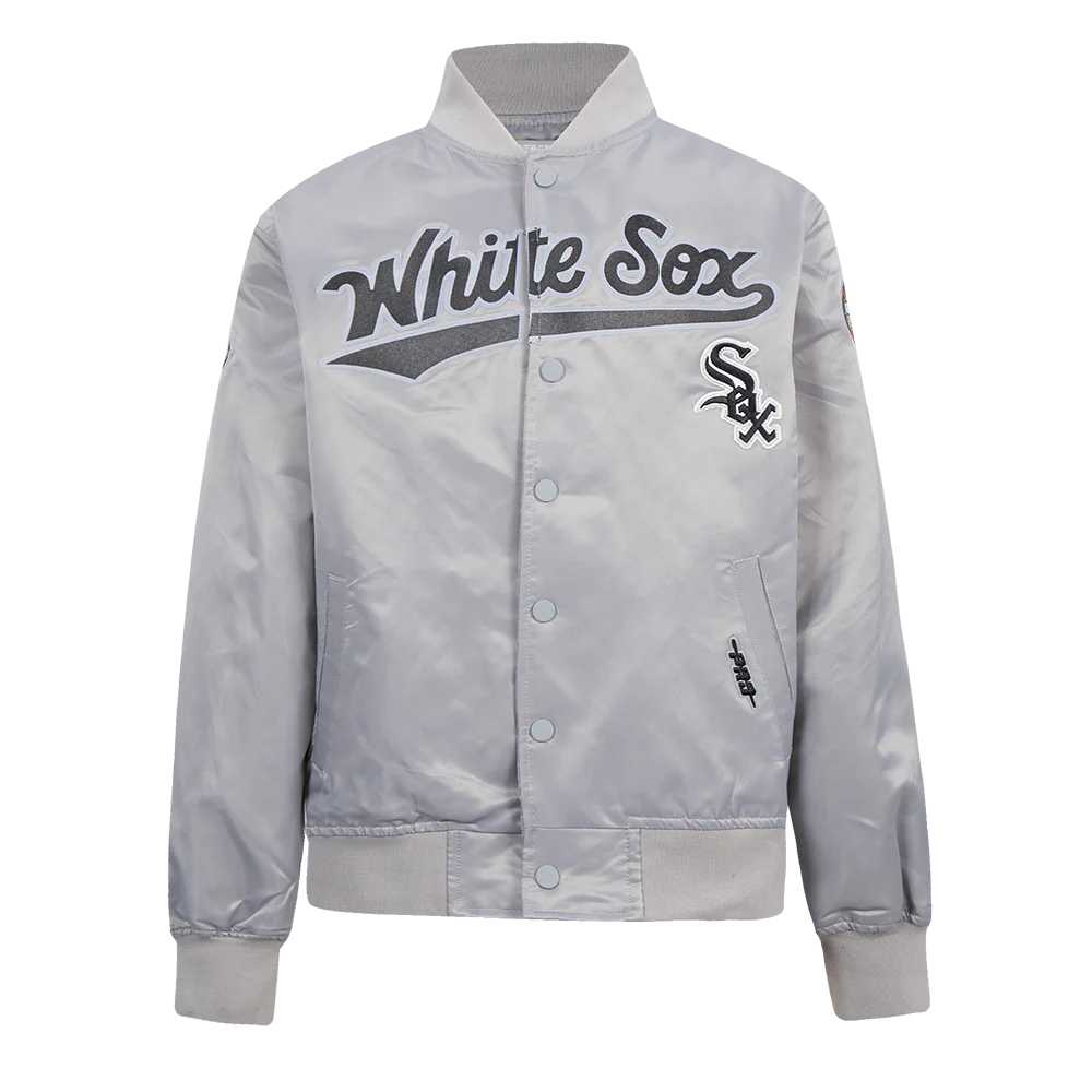 MLB CHICAGO WHITE SOX CLASSIC BIG BOYS SATIN JACKET (SILVER)