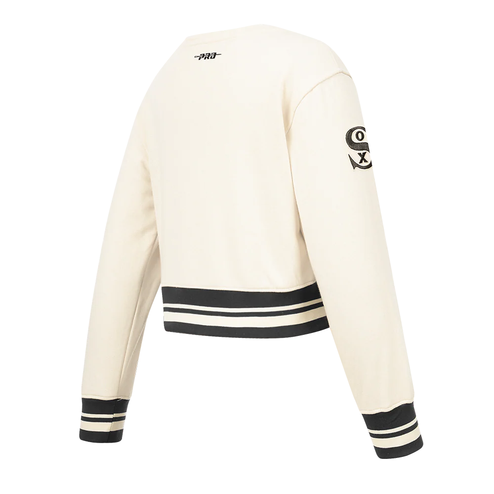 MLB CHICAGO WHITE SOX RETRO CLASSIC BIG GIRLS RIB FLEECE CREWNECK (EGGSHELL/ BLACK) - Image 4
