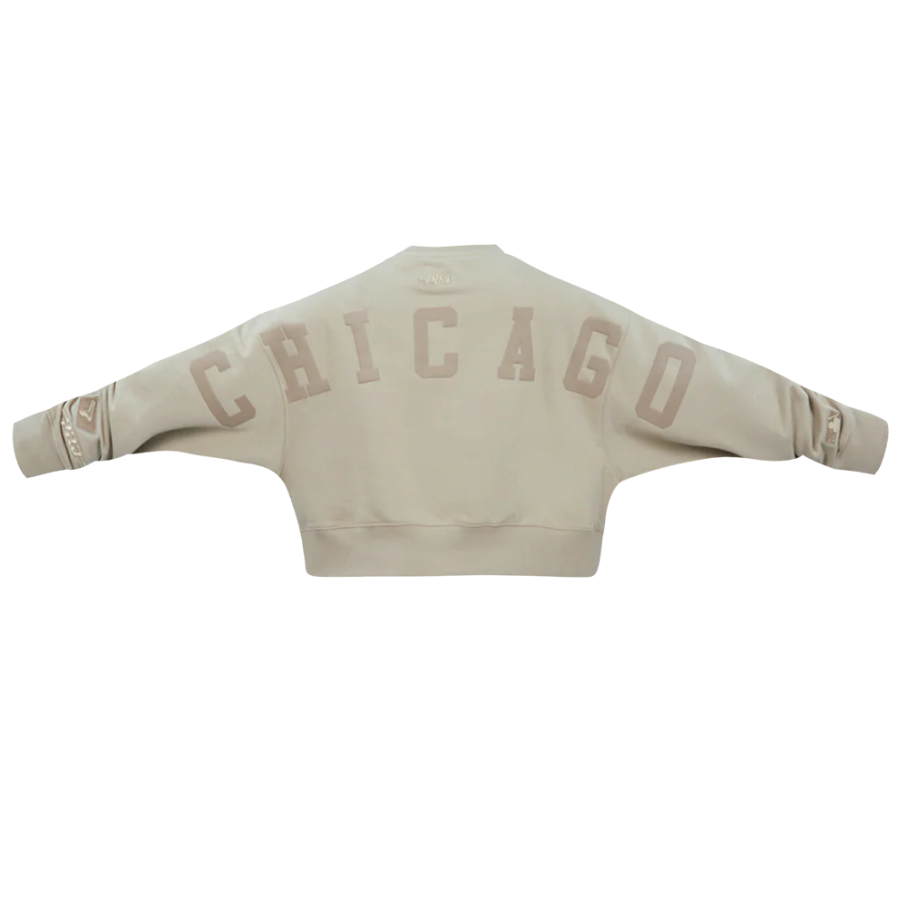 MLB CHICAGO WHITE SOX WINGSPAN WOMEN'S FLEECE CREWNECK (TAUPE) - Image 5