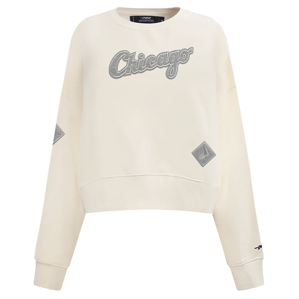 MLB CHICAGO WHITE SOX REVERSE FRENCH TERRY WOMEN'S FLEECE CREWNECK (EGGSHELL) - Image 3
