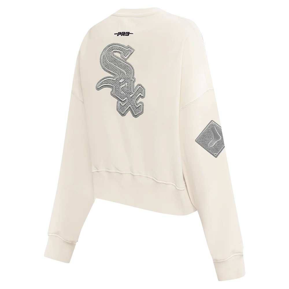 MLB CHICAGO WHITE SOX REVERSE FRENCH TERRY WOMEN'S FLEECE CREWNECK (EGGSHELL) - Image 8