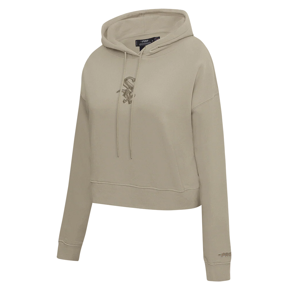 MLB CHICAGO WHITE SOX WINGSPAN WOMEN'S FLC CROPPED PO HOODIE (TAUPE) - Image 3