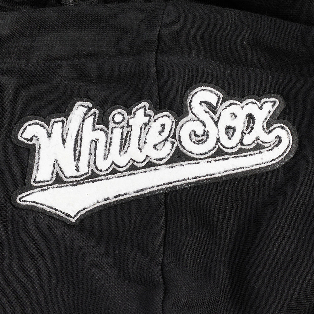 MLB CHICAGO WHITE SOX MASHUP WOMEN'S RIB CROPPED PULLOVER HOODIE (BLACK/GRAY) - Image 6