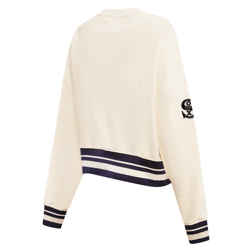 MLB CHICAGO WHITE SOX WOMEN'S RETRO CLASSIC WOMEN'S CREWNECK (EGGSHELL/BLACK) - Image 3