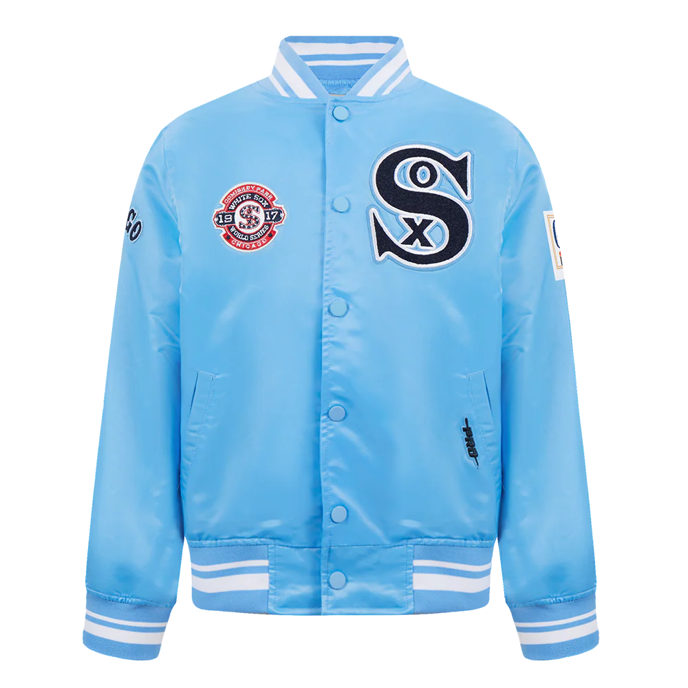MLB CHICAGO WHITE SOX RETRO CLASSIC LITTLE BOYS RIB SATIN JACKET (UNIVERSITY BLUE)