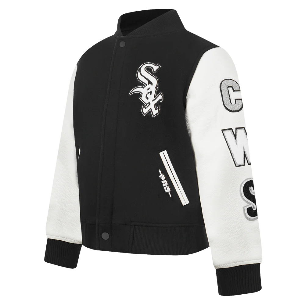 MLB CHICAGO WHITE SOX CLASSIC TODDLER BOYS WOOL VARSITY JACKET (BLACK/WHITE) - Image 2