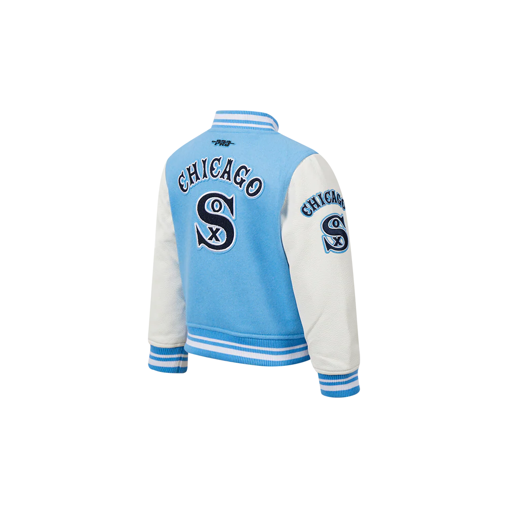MLB CHICAGO WHITE SOX RETRO CLASSIC TODDLER BOYS RIB WOOL VARSITY JACKET (UNIVERSITY BLUE/WHITE) - Image 4