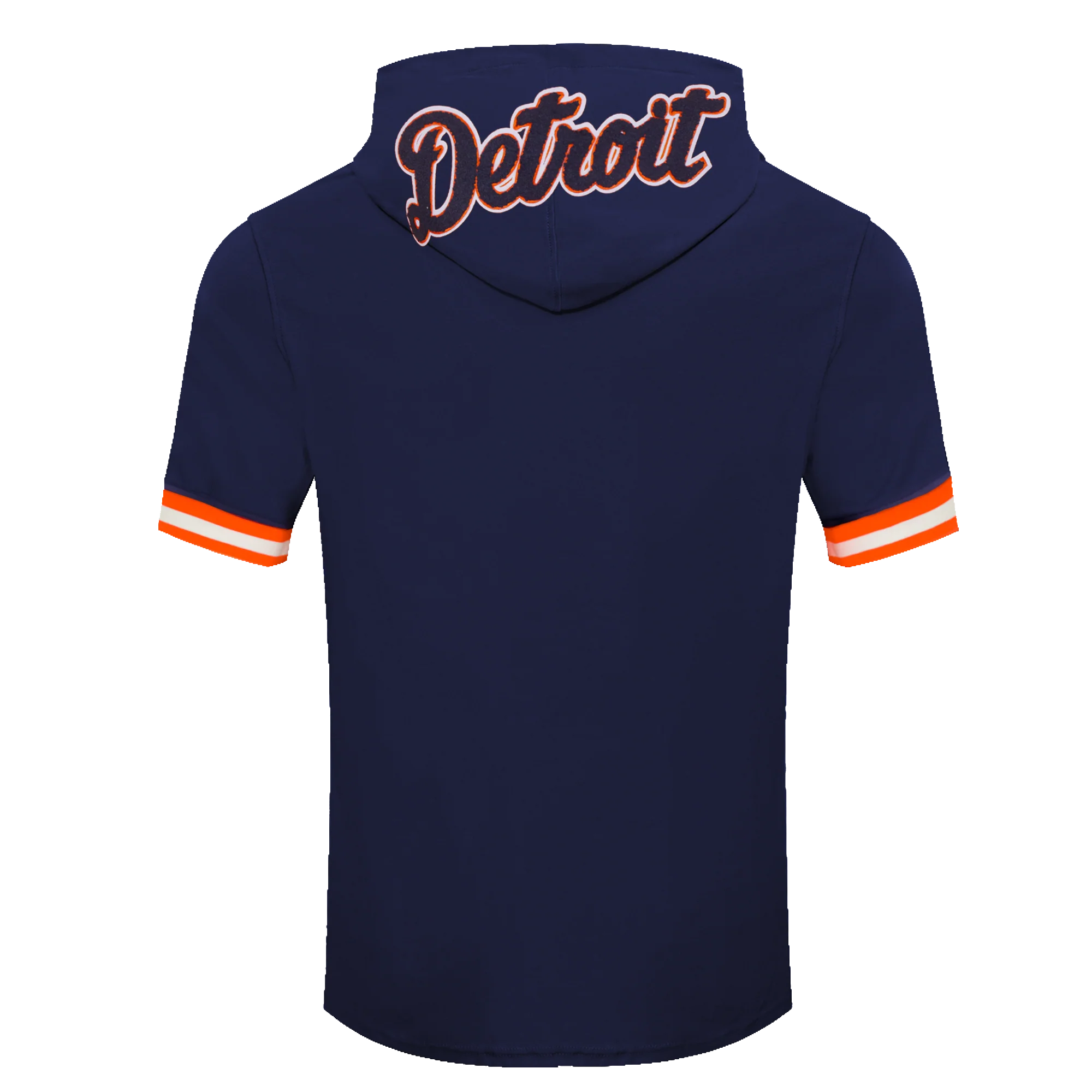 MLB DETROIT TIGERS CLASSIC CHENILLE MEN'S DOUBLE KNIT SHORT SLEEVE PULLOVER HOODIE (MIDNIGHT NAVY/ORANGE) - Image 7