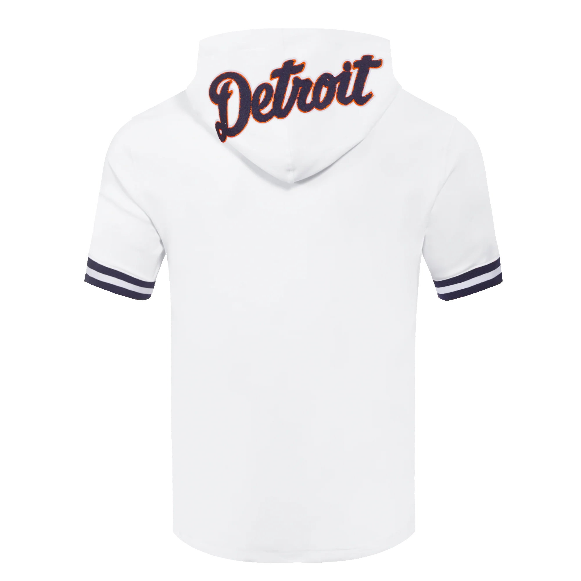 MLB DETROIT TIGERS CLASSIC CHENILLE MEN'S DOUBLE KNIT SHORT SLEEVE PULLOVER HOODIE (WHITE/MIDNIGHT NAVY) - Image 3
