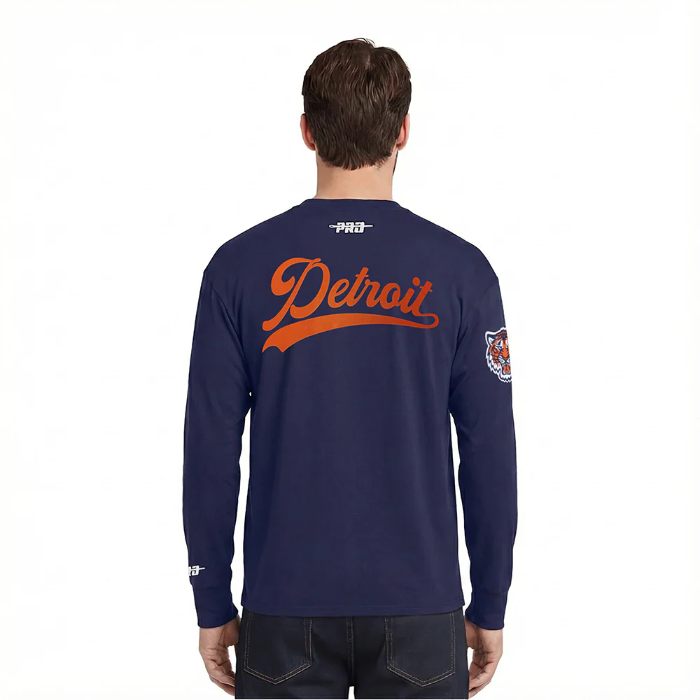 MLB DETROIT TIGERS LIVING LARGE MEN'S DROP SHOULDER LS TEE (MIDNIGHT NAVY) - Image 2