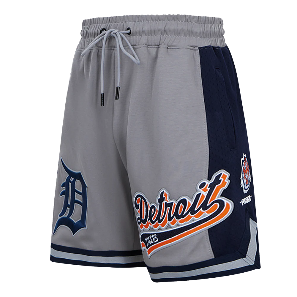 MLB DETROIT TIGERS SCRIPT TAIL MEN'S DOUBLE KNIT 2.0 SHORT (GRAY/MIDNIGHT NAVY)