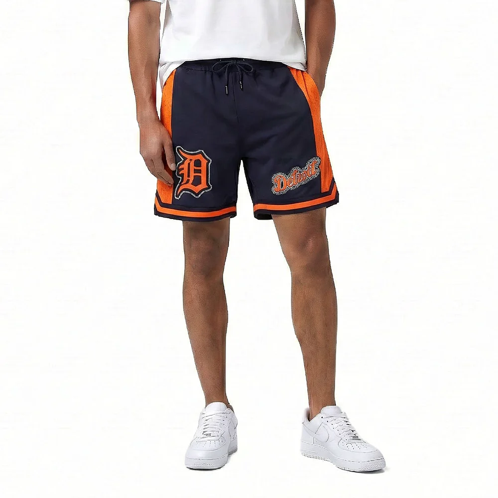 MLB DETROIT TIGERS DIY PICK STITCH MEN'S DOUBLE KNIT 2.0 SHORT (MIDNIGHT NAVY/ORANGE/MIDNIGHT NAVY)