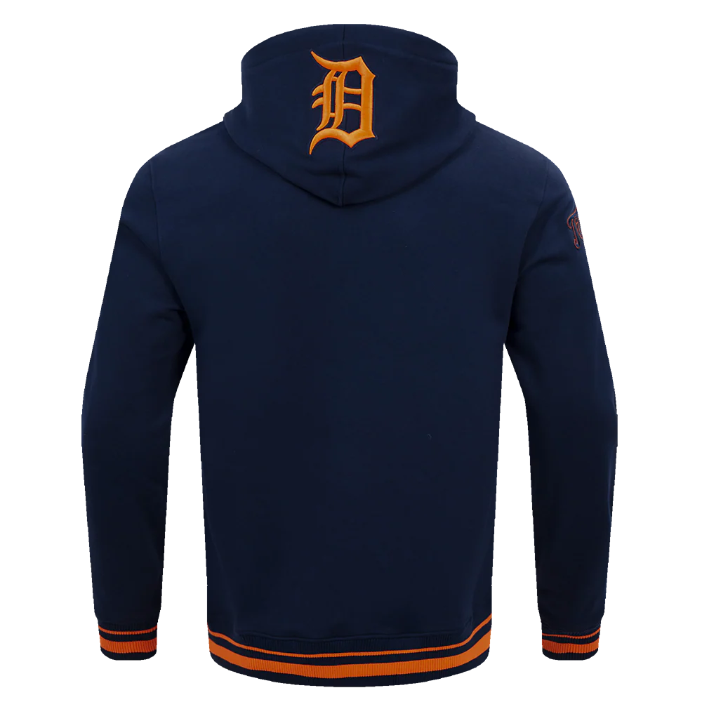MLB DETROIT TIGERS SCRIPT TAIL MEN'S RIB FLEECE PULLOVER HOODIE (MIDNIGHT NAVY/ORANGE/MIDNIGHT NAVY) - Image 4
