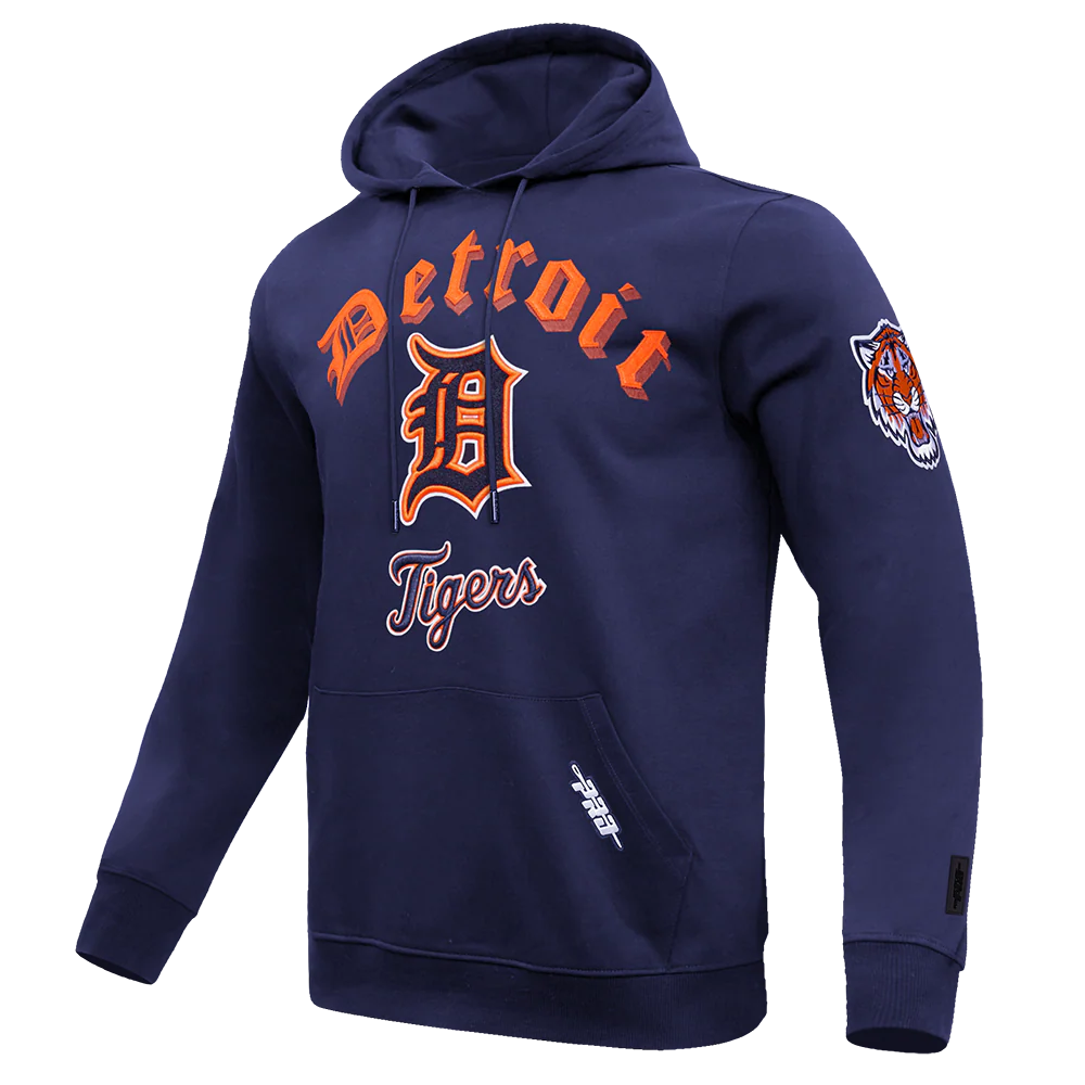 MLB DETROIT TIGERS OLD ENGLISH MEN'S PULLOVER HOODIE (MIDNIGHT NAVY) - Image 2