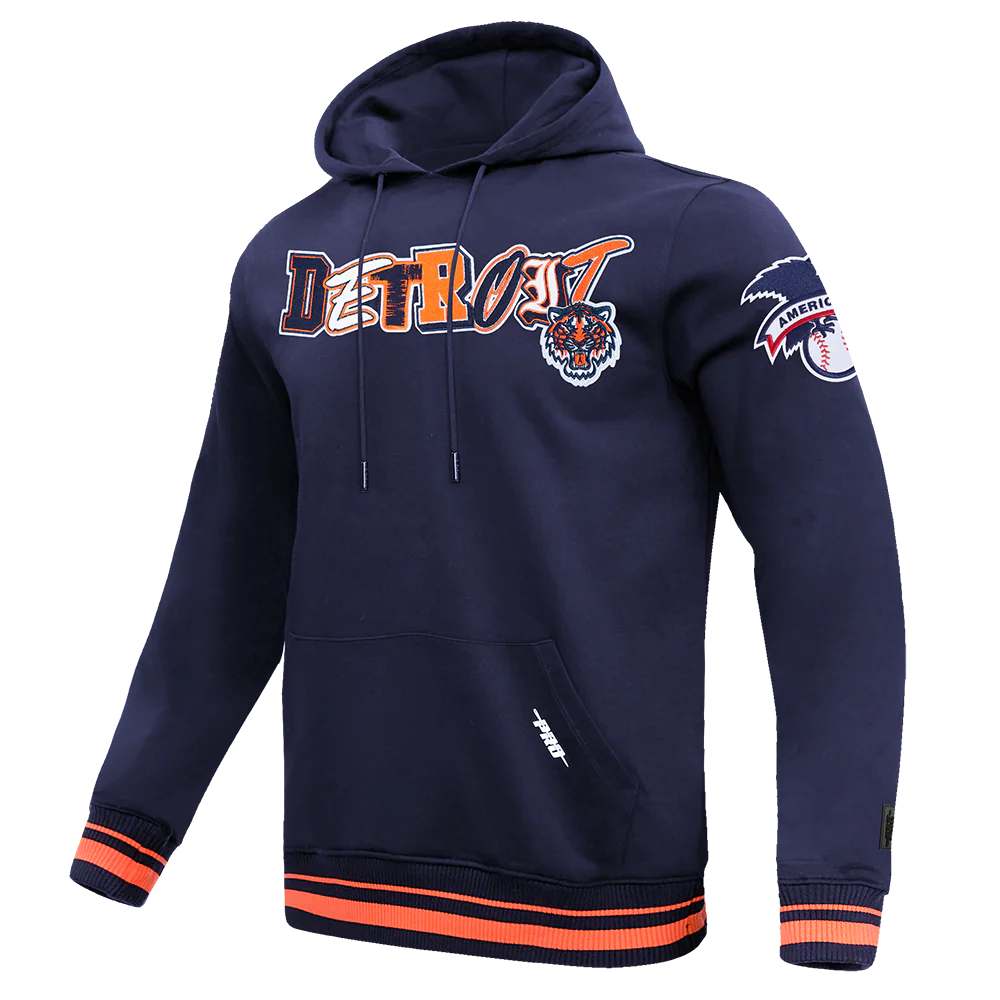 MLB DETROIT TIGERS CITY RANSOM MEN'S RIB FLEECE PULLOVER HOODIE (MIDNIGHT NAVY/ORANGE/MIDNIGHT NAVY) - Image 6