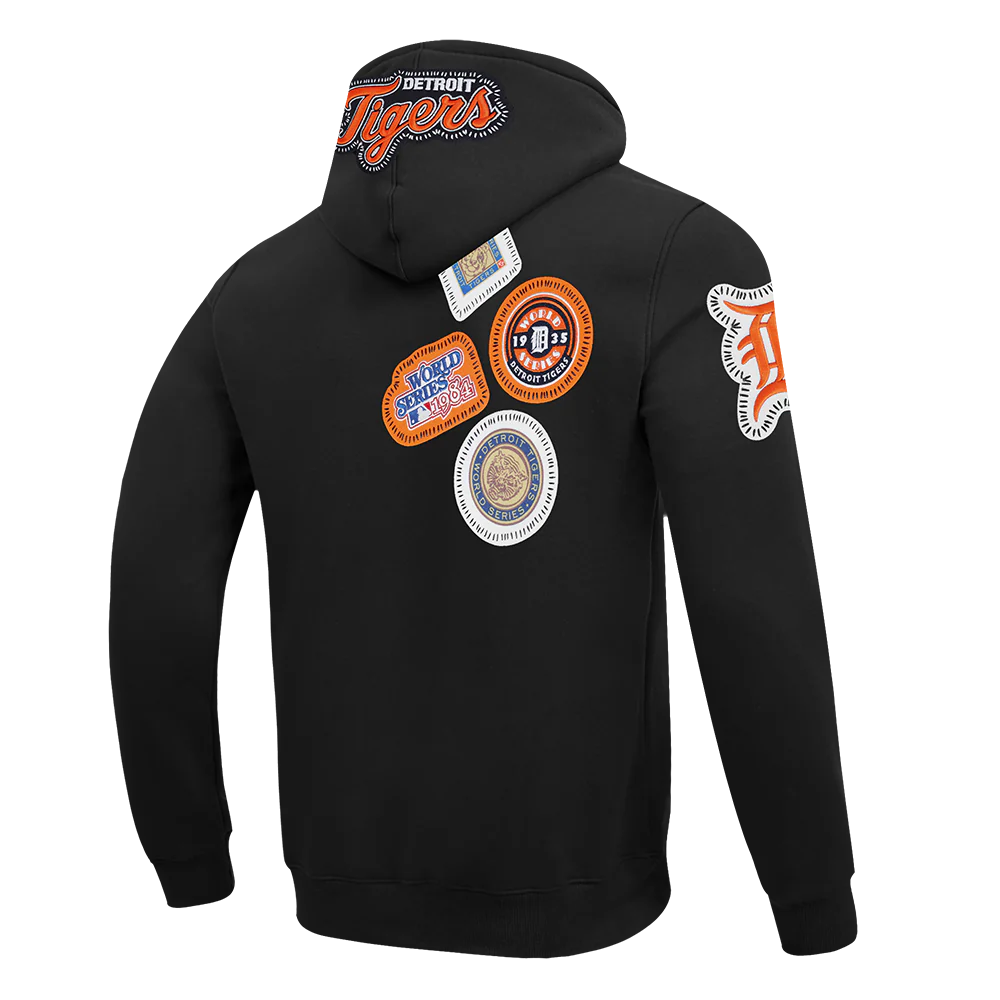 MLB DETROIT TIGERS DIY PICK STITCH MEN'S DOUBLE KNIT PULLOVER HOODIE (BLACK) - Image 4