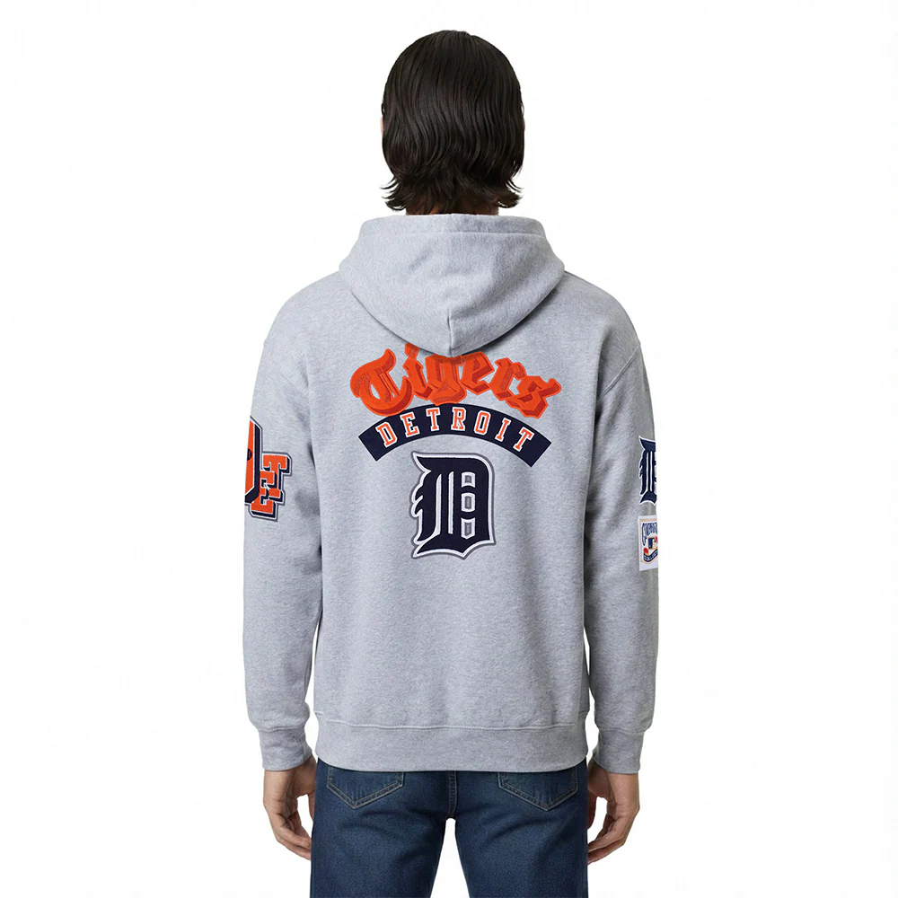 MLB DETROIT TIGERS BEST OF MEN'S DROP SHOULDER FLC PO HOODIE (DARK HEATHER GRAY) - Image 2