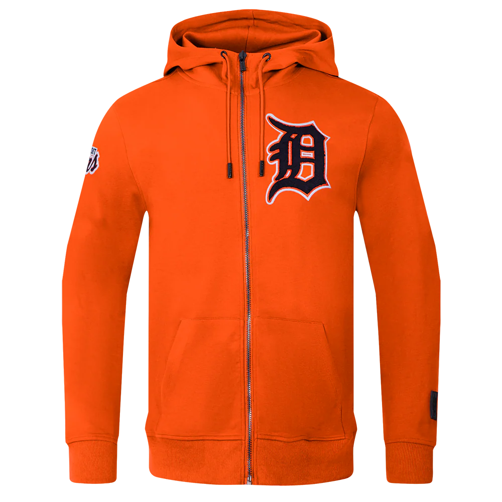 MLB DETROIT TIGERS CLASSIC CHENILLE MEN'S FULL ZIP PULLOVER HOODIE (ORANGE)