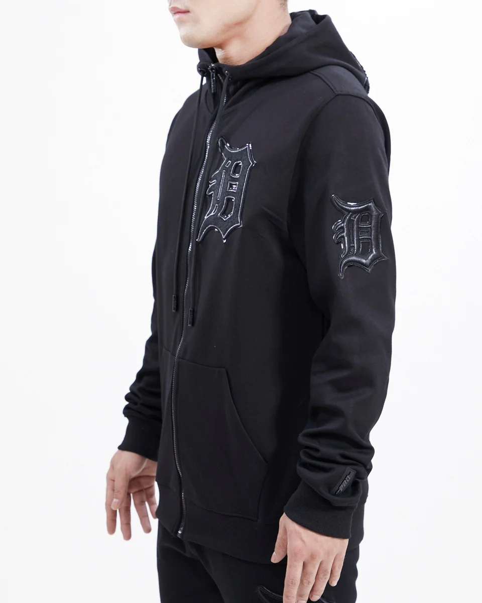 MLB DETROIT TIGERS TRIPLE BLACK ZIPPER HOODIE (BLACK) - Image 8