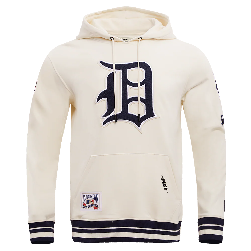 MLB DETROIT TIGERS RETRO CLASSIC MEN'S PULLOVER HOODIE (EGGSHELL/MIDNIGHT NAVY)