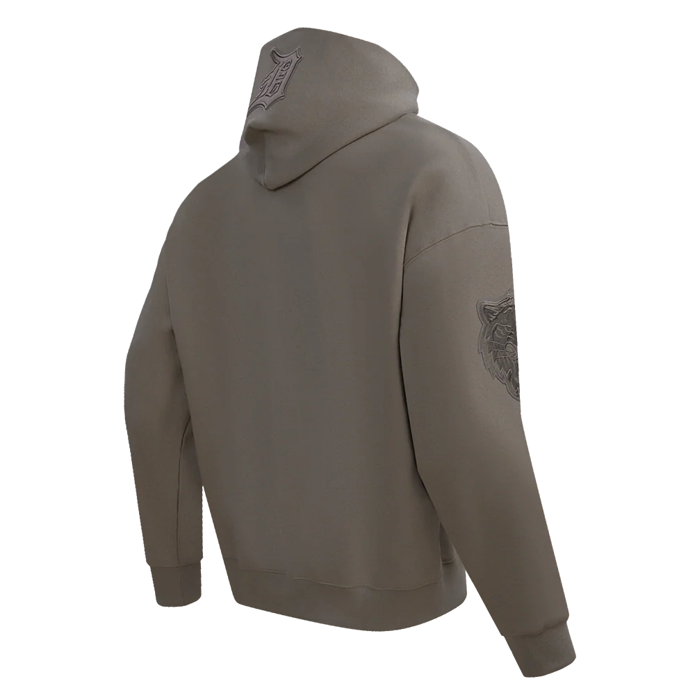 MLB DETROIT TIGERS NEUTRAL DROP SHOULDER MEN'S PULLOVER HOODIE (DARK TAUPE) - Image 4