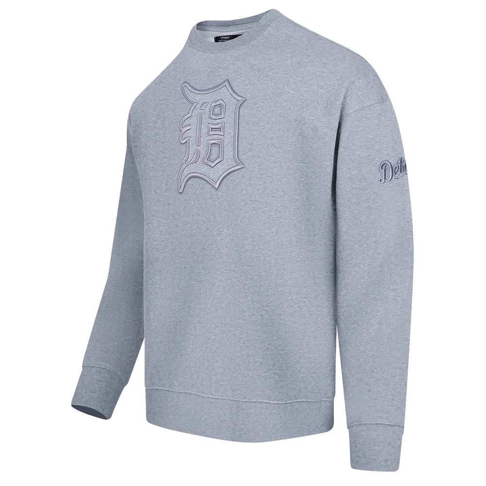 MLB DETROIT TIGERS NEUTRAL MEN'S DROP SHOULDER FLEECE CREWNECK (DARK HEATHER GRAY) - Image 2