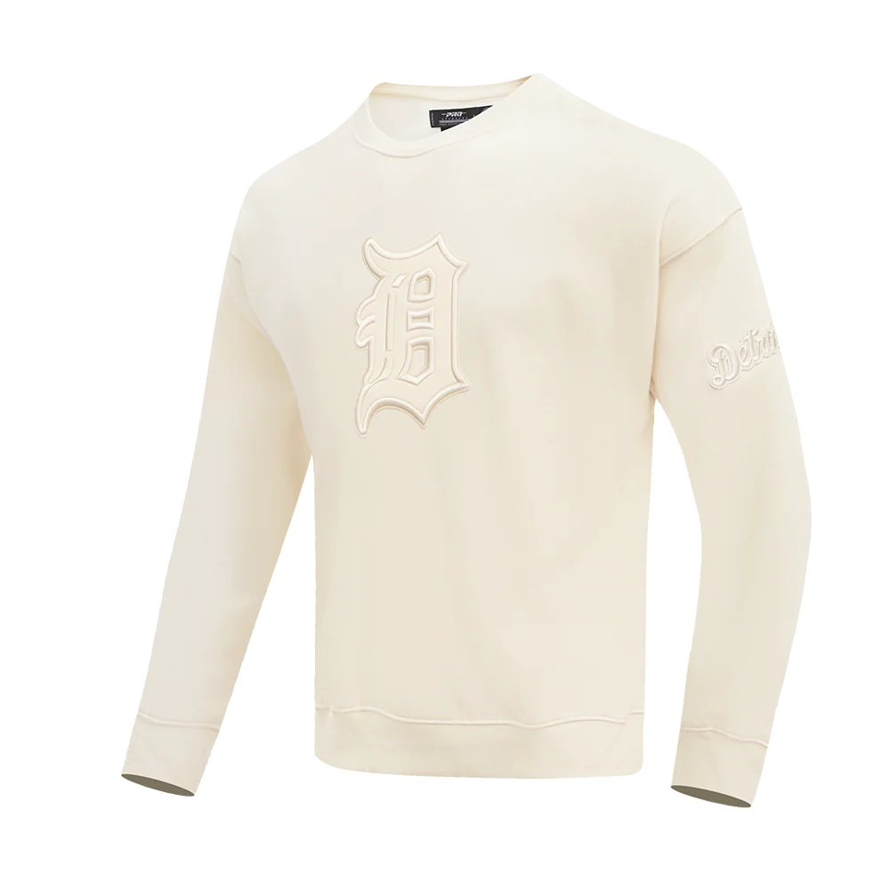 MLB DETROIT TIGERS NEUTRAL DROP SHOULDER FLEECE CREWNECK (EGGSHELL) - Image 2