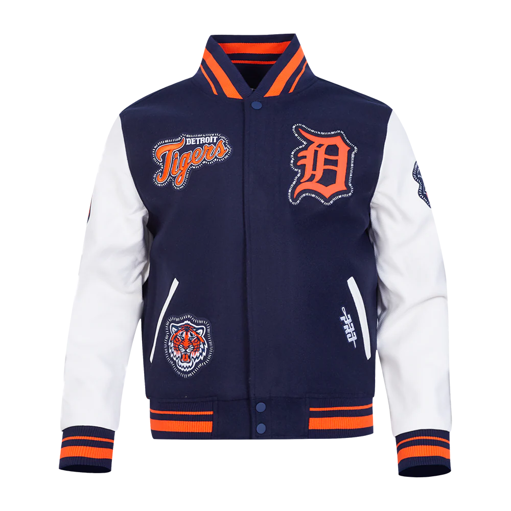 MLB DETROIT TIGERS DIY PICK STITCH MEN'S RIB WOOL VARSITY JACKET (MIDNIGHT NAVY/ORANGE/MIDNIGHT NAVY) - Image 3