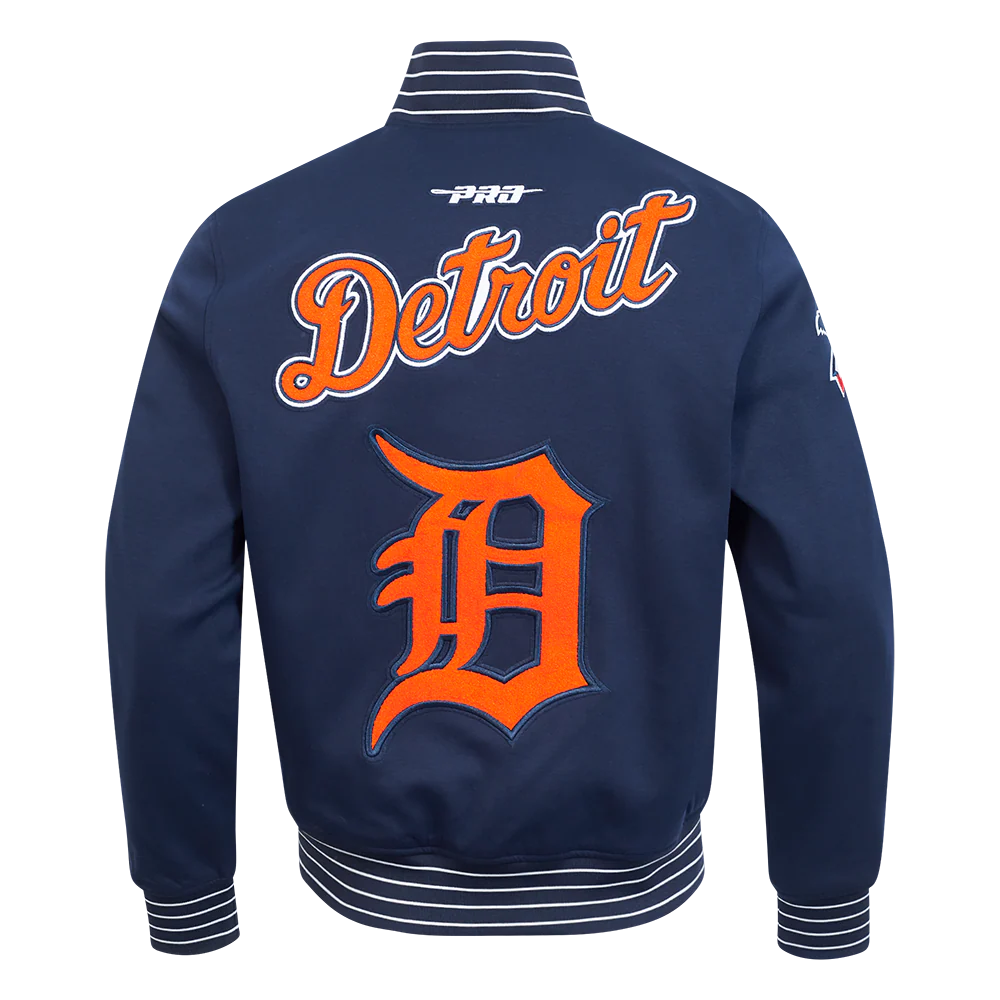 MLB DETROIT TIGERS CURRENT LOGO PRO GAME DAY MEN'S DOUBLE KNIT JACKET (MIDNIGHT NAVY/WHITE) - Image 3