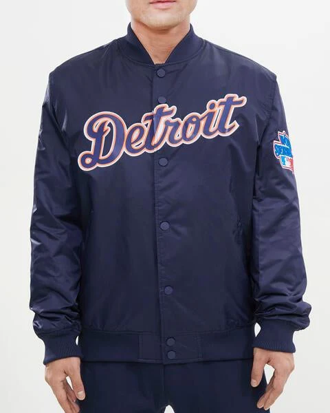 MLB DETROIT TIGERS BIG LOGO WORLD SERIES MEN'S SATIN JACKET (MIDNIGHT NAVY) - Image 11
