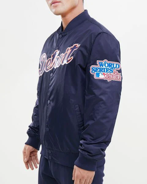 MLB DETROIT TIGERS BIG LOGO WORLD SERIES MEN'S SATIN JACKET (MIDNIGHT NAVY) - Image 12