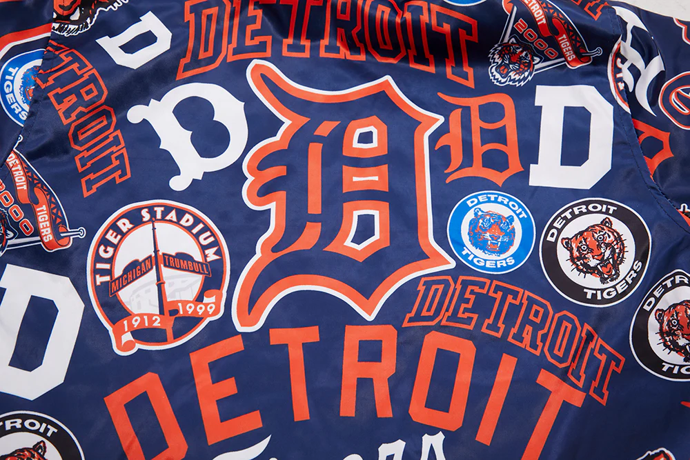 MLB DETROIT TIGERS AOP MEN'S SATIN JACKET (MIDNIGHT NAVY) - Image 5