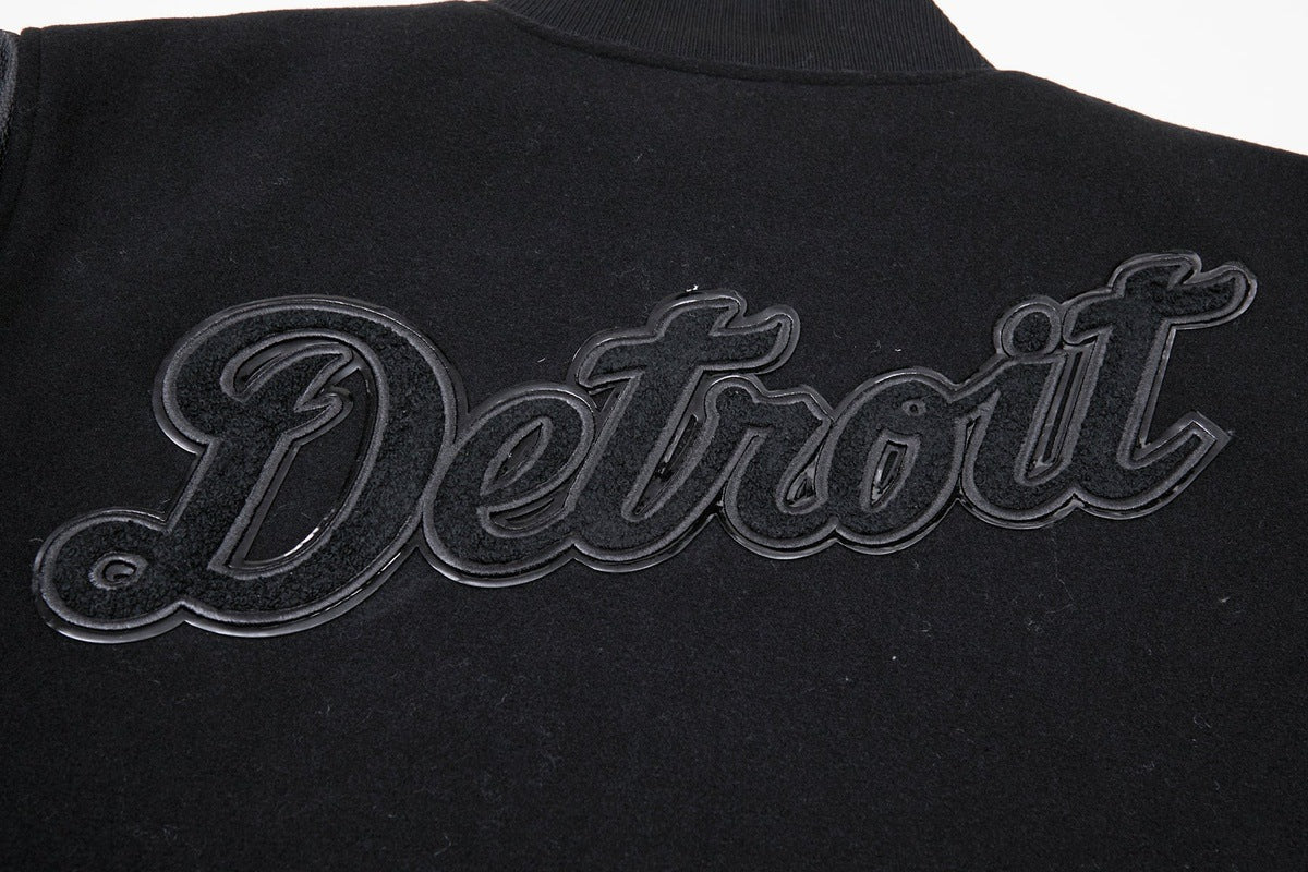 MLB DETROIT TIGERS TRIPLE BLACK LOGO MEN'S VARSITY JACKET (BLACK) - Image 13