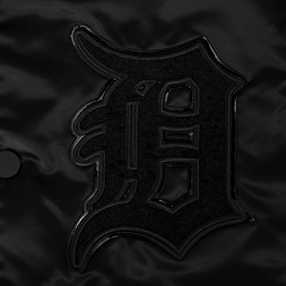 MLB DETROIT TIGERS TRIPLE BLACK LOGO MEN'S SATIN JACKET (BLACK) - Image 6