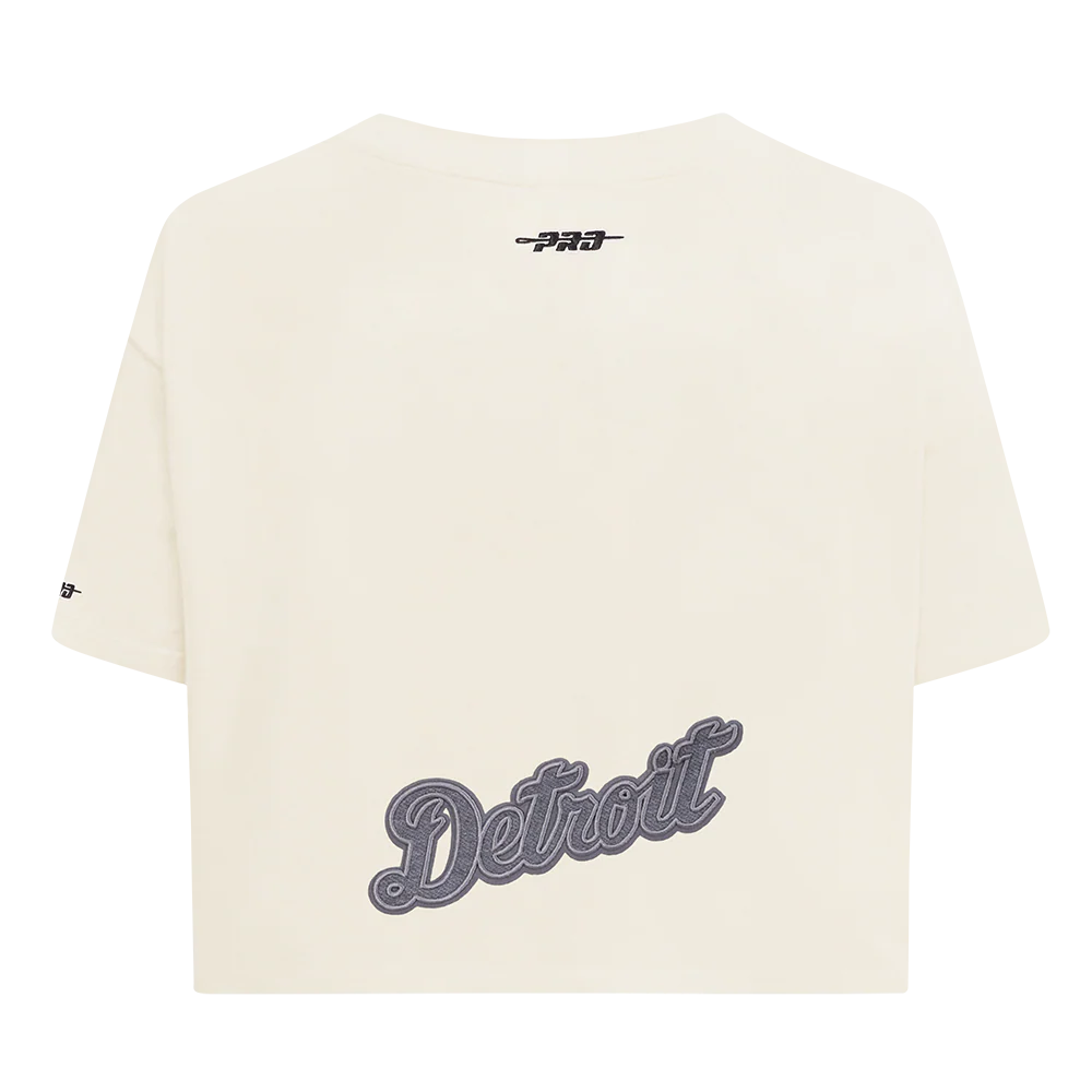 MLB DETROIT TIGERS REVERSE FRENCH TERRY WOMEN'S SINGLE JERSEY BOXY TOP (EGGSHELL) - Image 7