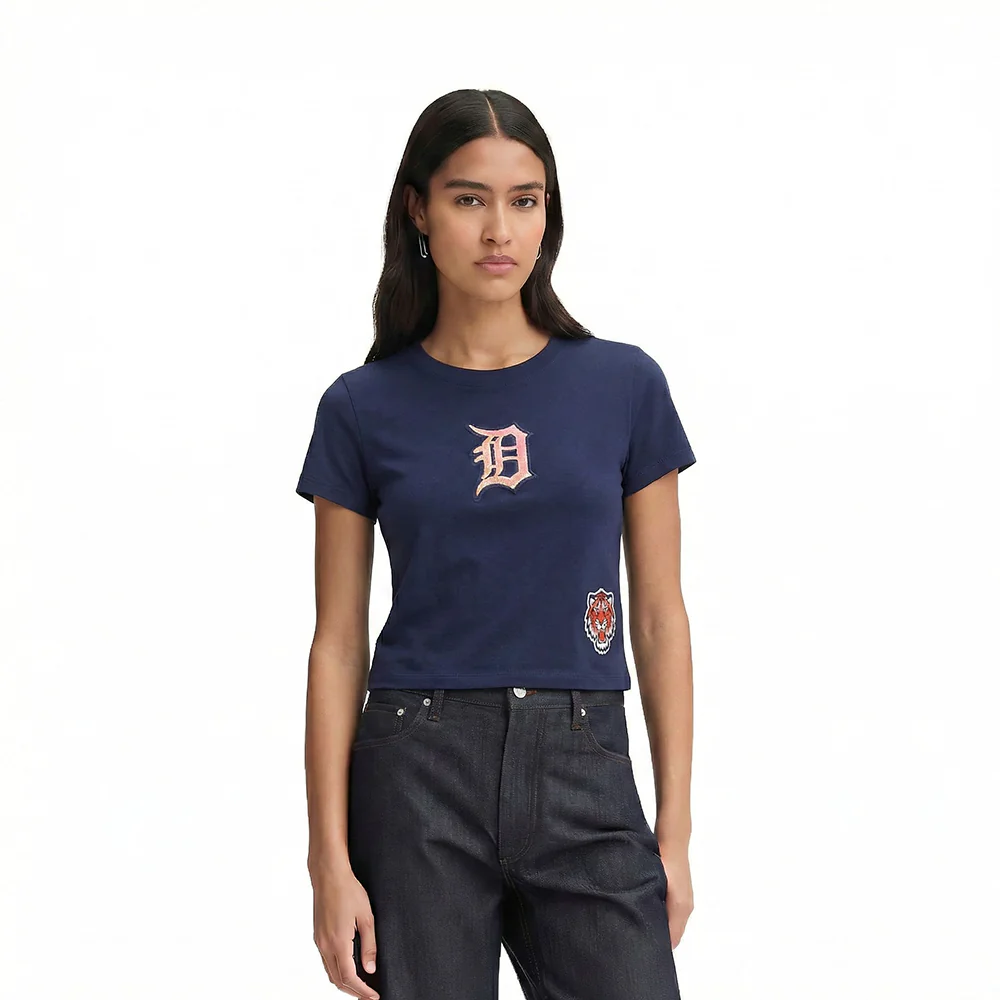 MLB DETROIT TIGERS GAME DAY CLASSICS WOMEN'S SINGLE JERSEY BABY DOLL TOP (MIDNIGHT NAVY)