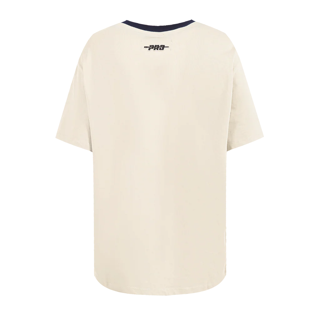 MLB DETROIT TIGERS RETRO CASCADE WOMEN'S RINGER TOP (EGGSHELL/ MIDNIGHT NAVY) - Image 3