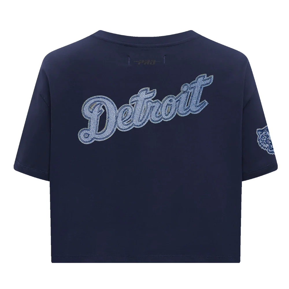 MLB DETROIT TIGERS VARSITY BLUES WOMEN'S BOXY TOP (MIDNIGHT NAVY) - Image 3
