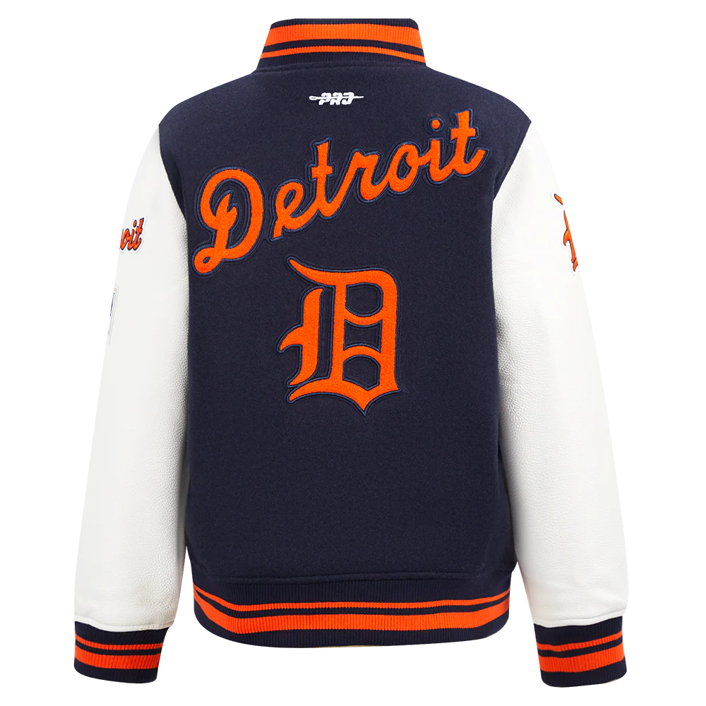 MLB DETROIT TIGERS RETRO CLASSIC BIG BOYS RIB WOOL VARSITY JACKET (MIDNIGHT NAVY/ORANGE/MIDNIGHT NAVY) - Image 3
