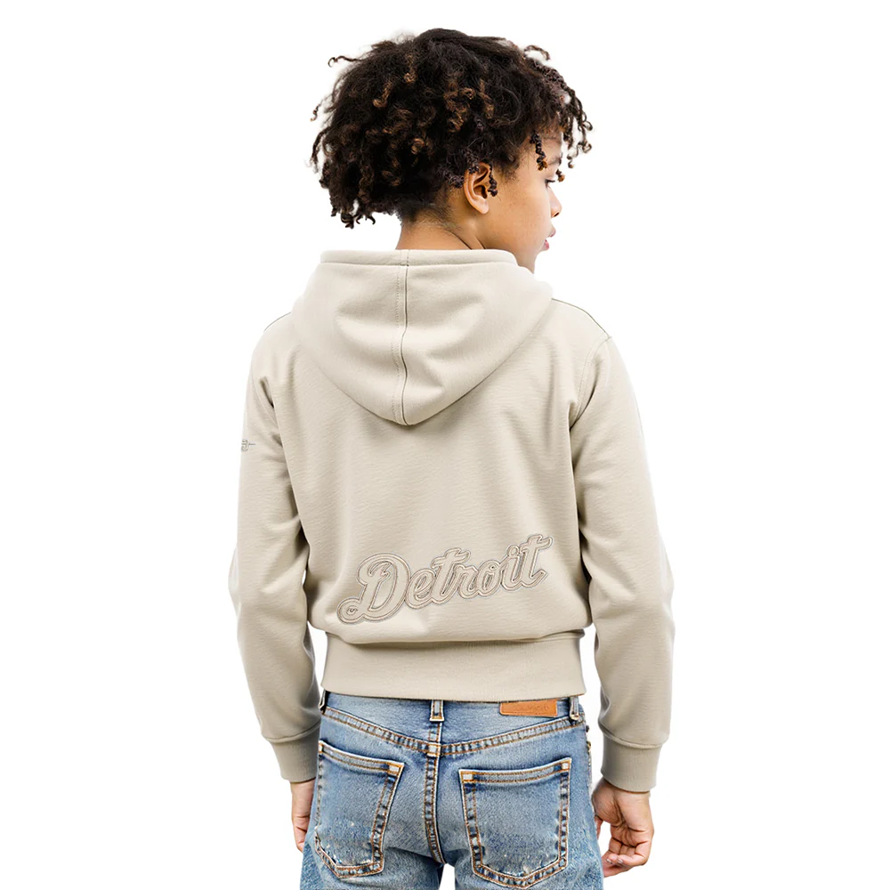 MLB DETROIT TIGERS NEUTRAL BIG GIRL'S FLEECE PO HOODIE (TAUPE) - Image 2