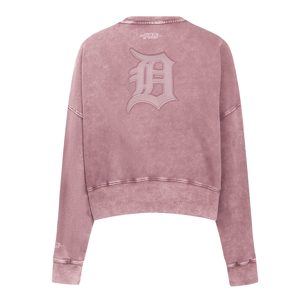 MLB DETROIT TIGERS WASHED CLASSIC WOMEN'S ENZYME WASH FT CREWNECK (WASHED MAUVE) - Image 3