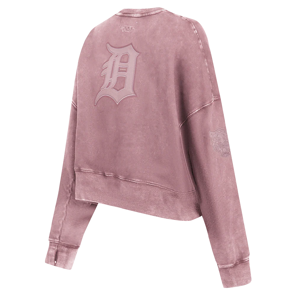 MLB DETROIT TIGERS WASHED CLASSIC WOMEN'S ENZYME WASH FT CREWNECK (WASHED MAUVE) - Image 4