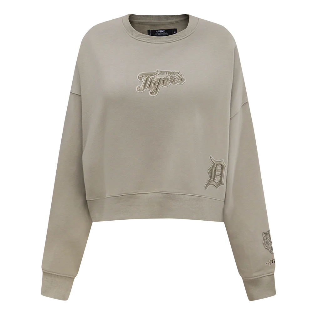 MLB DETROIT TIGERS WINGSPAN WOMEN'S FLC CREWNECK (TAUPE) - Image 2